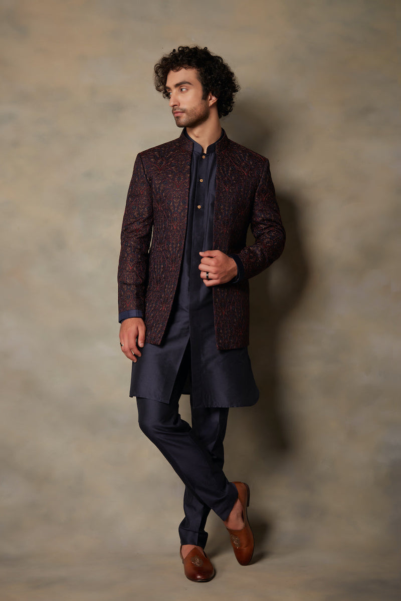 Gargee Designer's WINE EMBROIDERED JODHPURI SET Gargee Designer