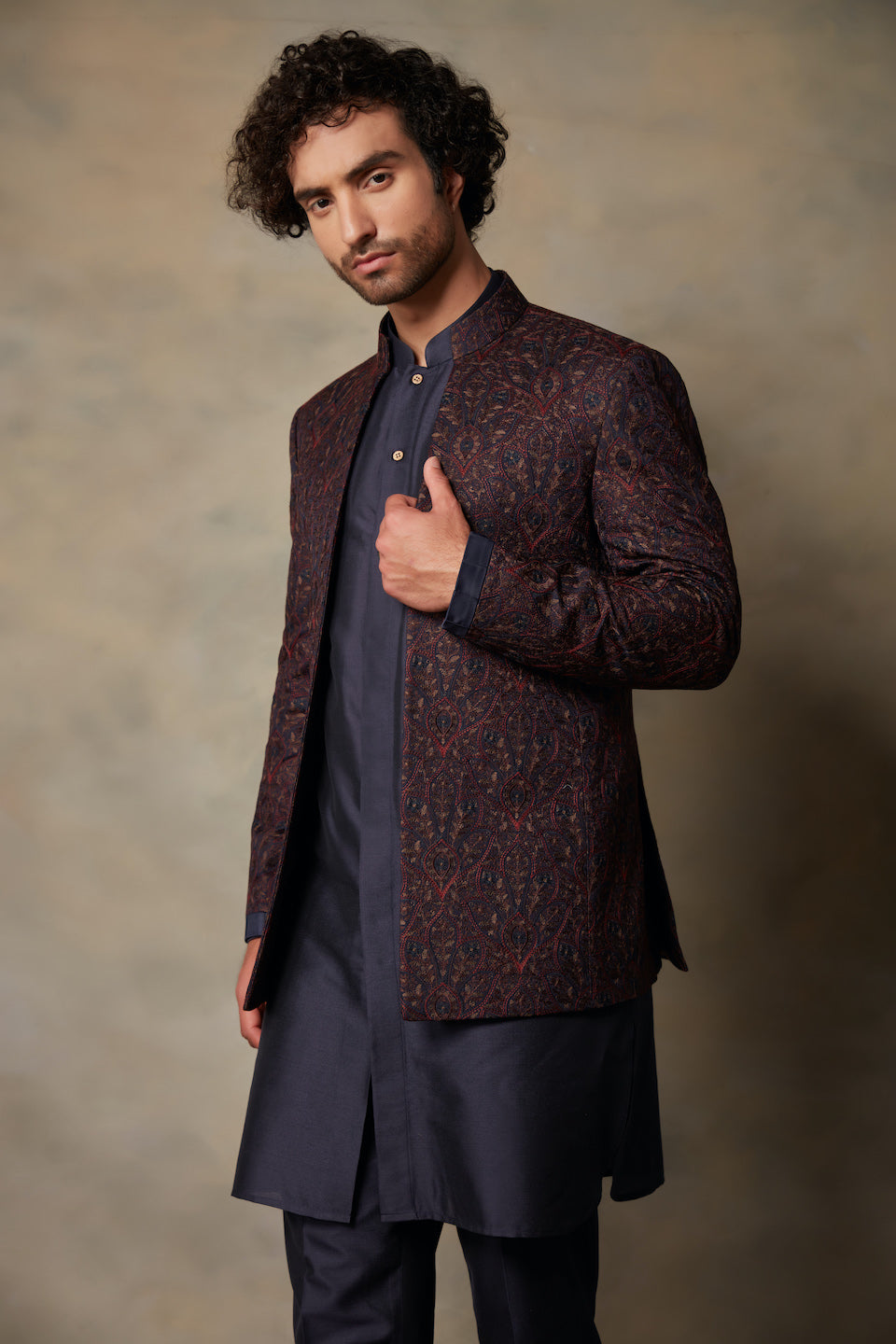 Gargee Designer's WINE EMBROIDERED JODHPURI SET Gargee Designer