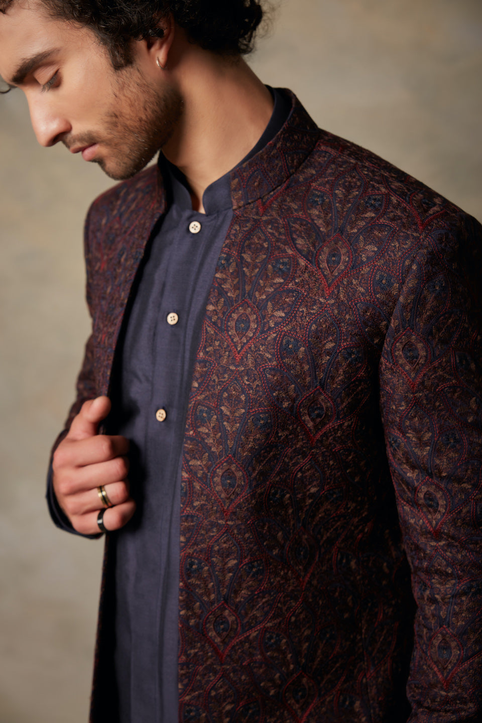 Gargee Designer's WINE EMBROIDERED JODHPURI SET Gargee Designer