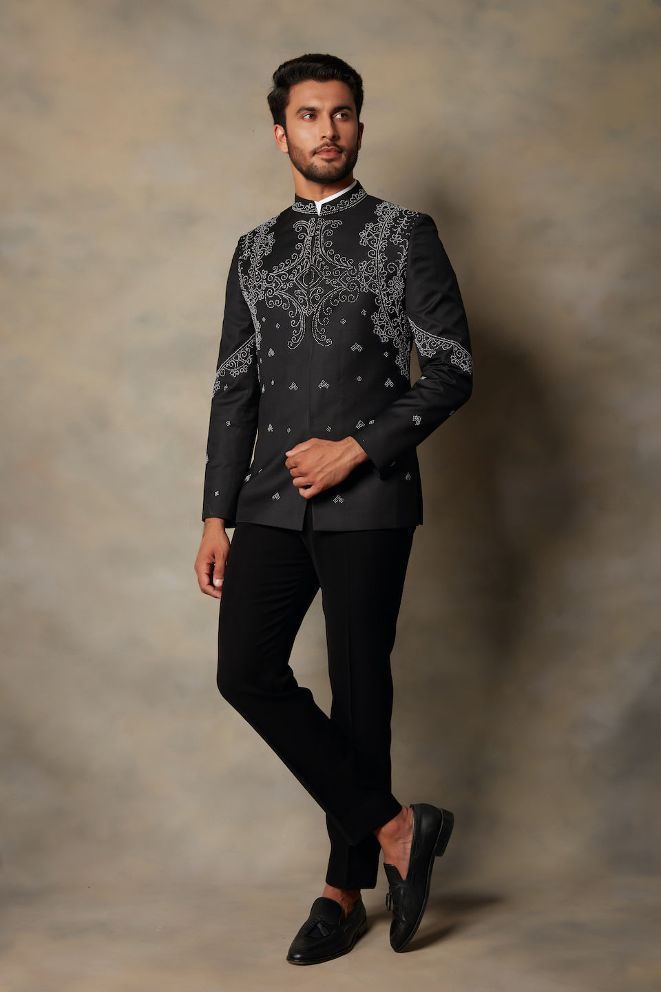 Gargee Designer's BLACK EMBROIDERED JODHPURI SET Gargee Designer
