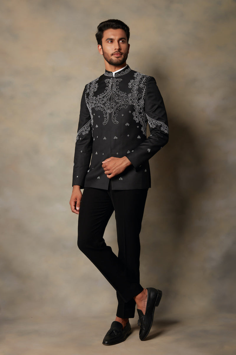 Gargee Designer's BLACK EMBROIDERED JODHPURI SET Gargee Designer