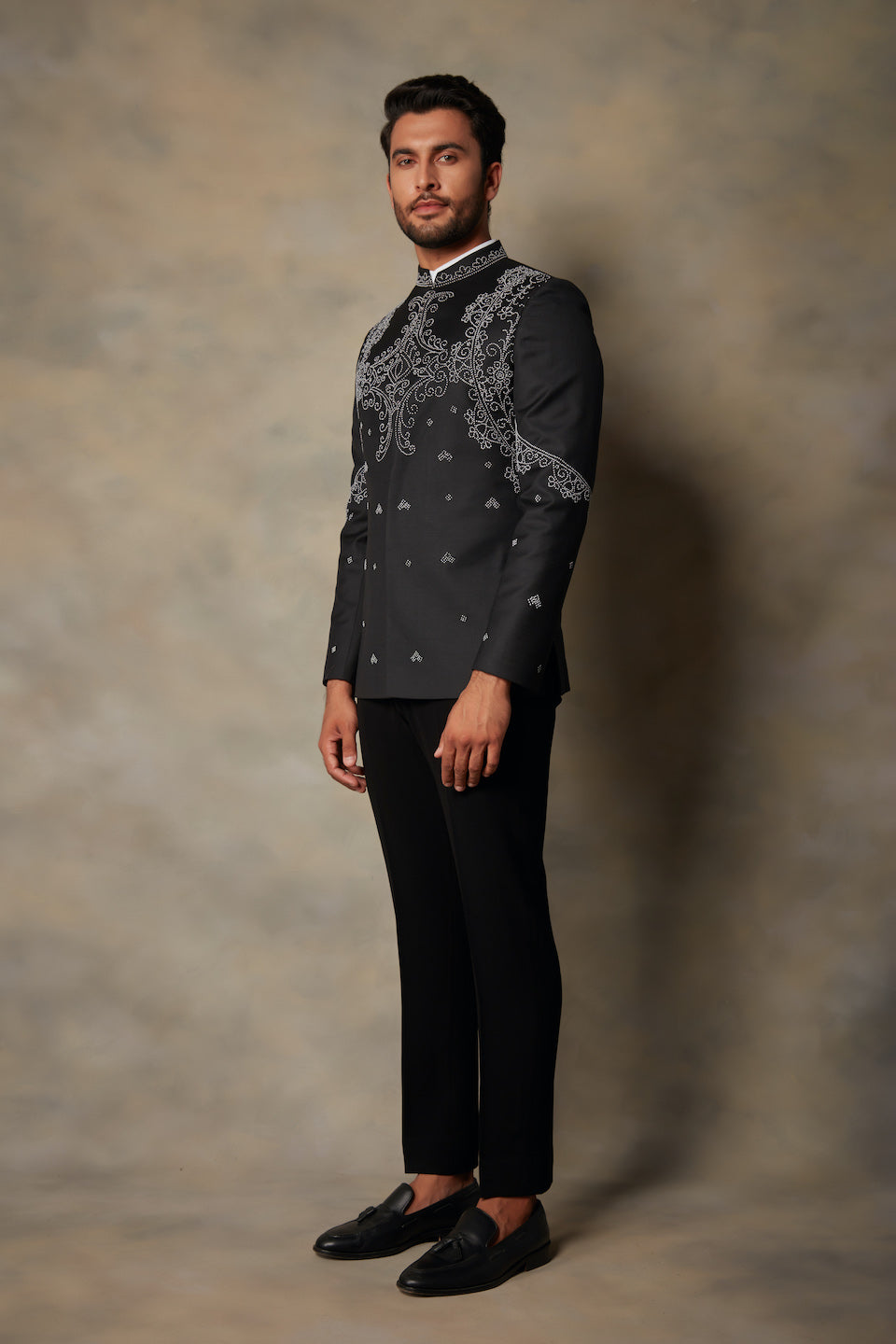 Gargee Designer's BLACK EMBROIDERED JODHPURI SET Gargee Designer