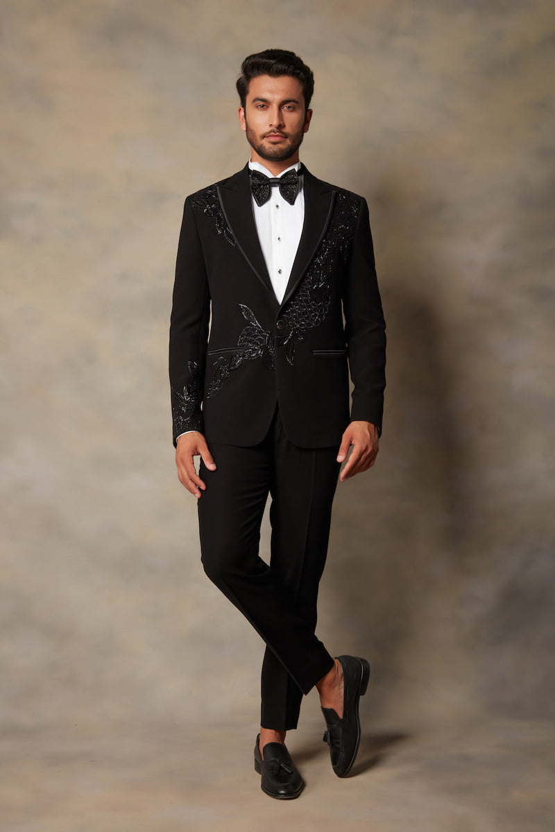 Gargee Designer's BLACK EMBROIDERED TUXEDO SET Gargee Designer