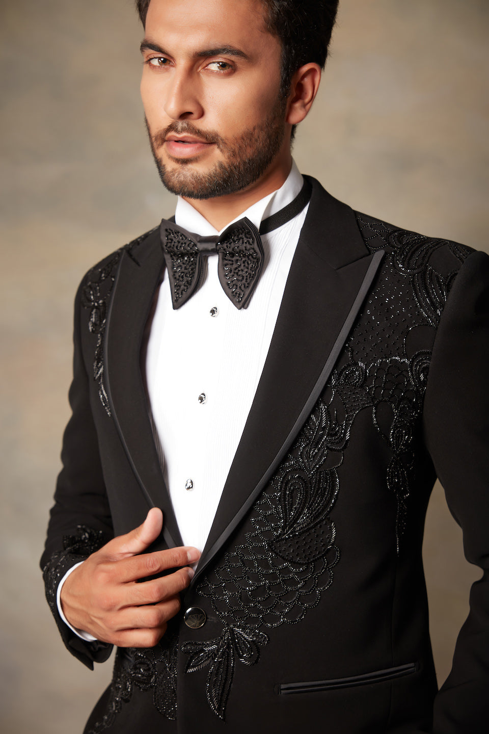 Gargee Designer's BLACK EMBROIDERED TUXEDO SET Gargee Designer