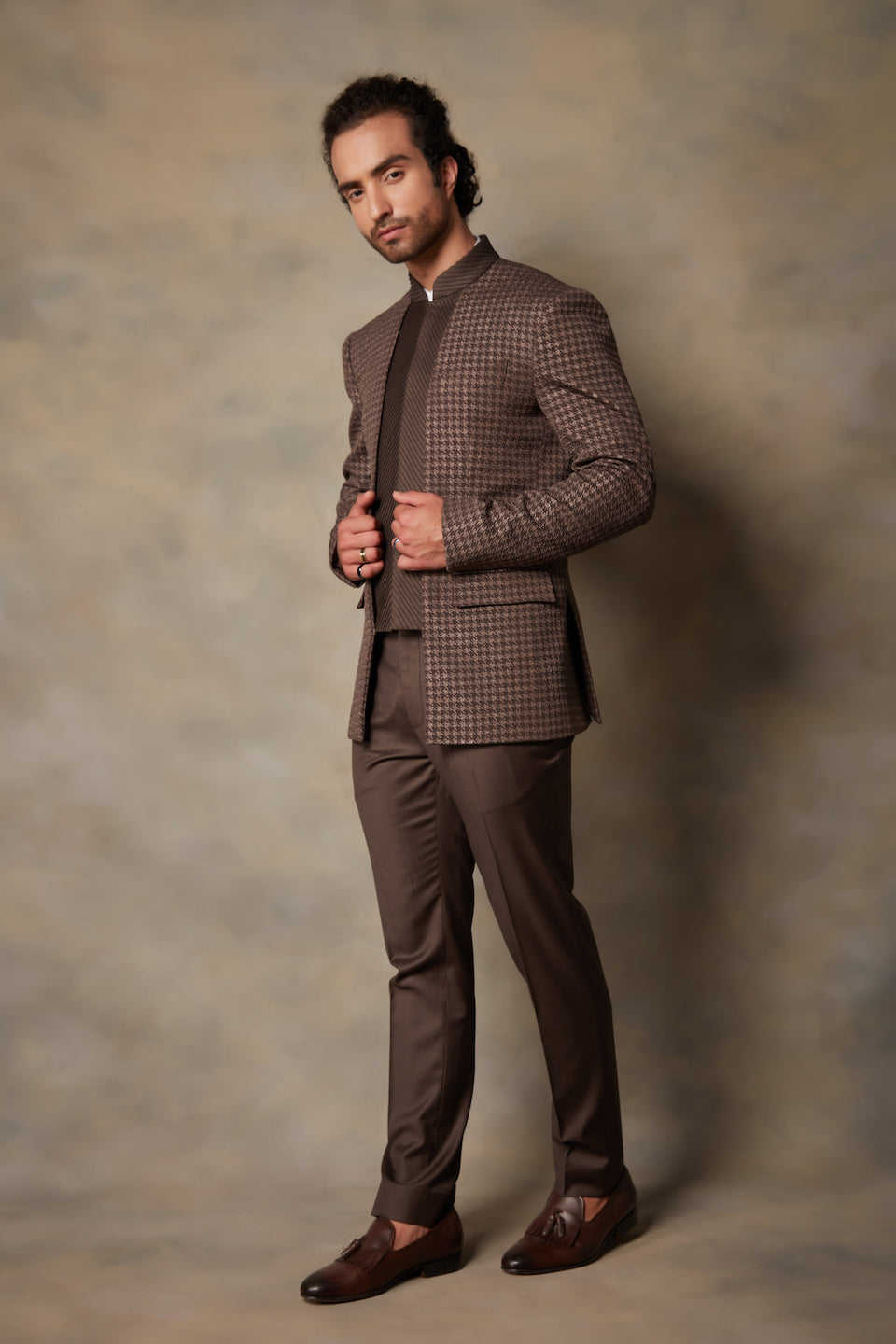 Gargee Designer's BROWN TEXTURED JODHPURI SET Gargee Designer