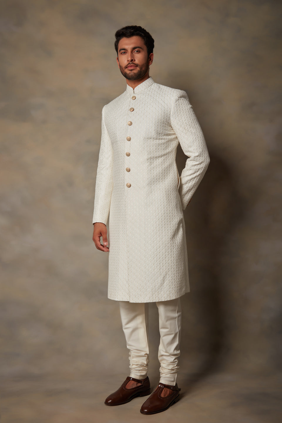 Gargee Designer's IVORY EMBROIDERED SHERWANI SET Gargee Designer