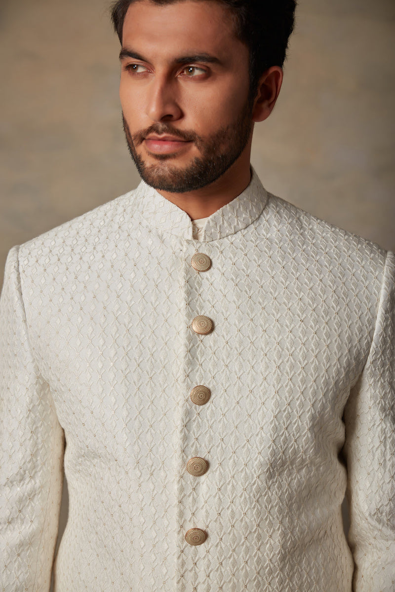 Gargee Designer's IVORY EMBROIDERED SHERWANI SET Gargee Designer