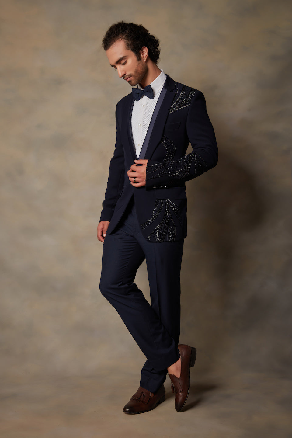 Gargee Designer's NAVY EMBROIDERED TUXEDO SET Gargee Designer