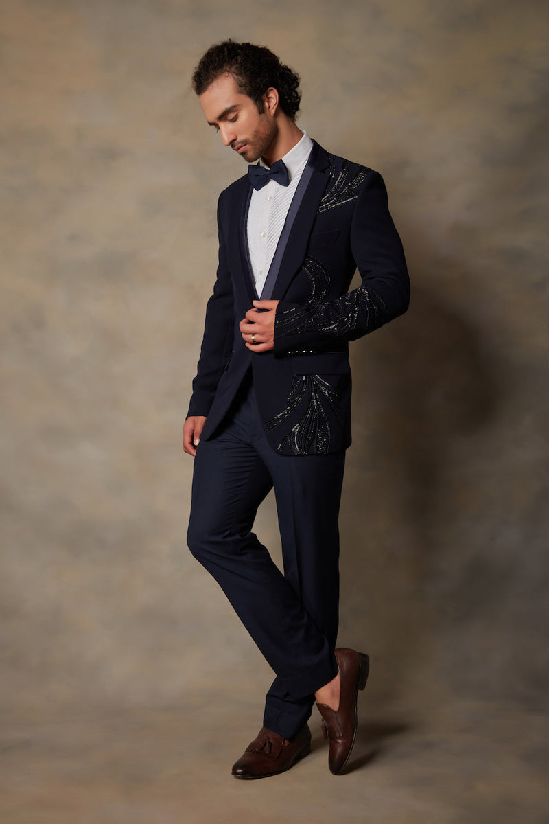 Gargee Designer's NAVY EMBROIDERED TUXEDO SET Gargee Designer