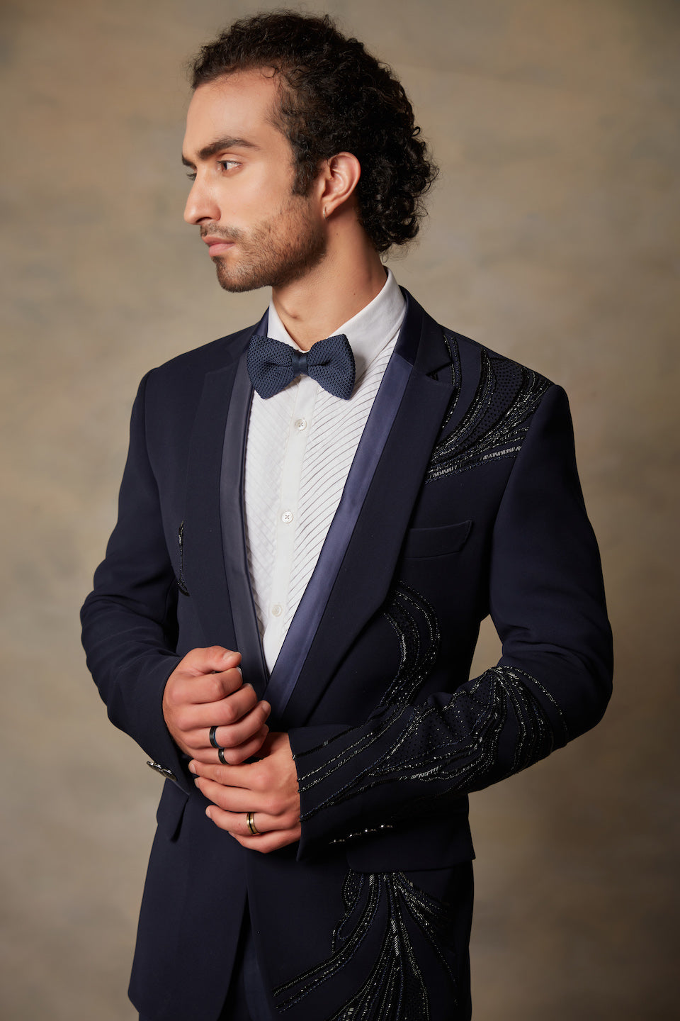 Gargee Designer's NAVY EMBROIDERED TUXEDO SET Gargee Designer