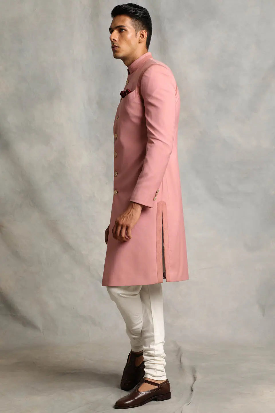SOLID PINK SHERWANI SET 4