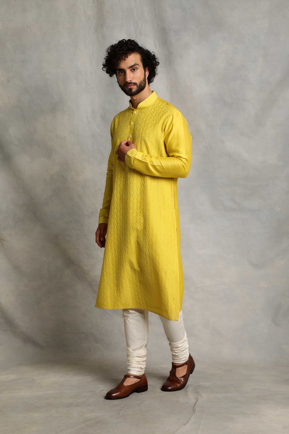 Gargee Designer's YELLOW EMBROIDERED KURTA SET Gargee
