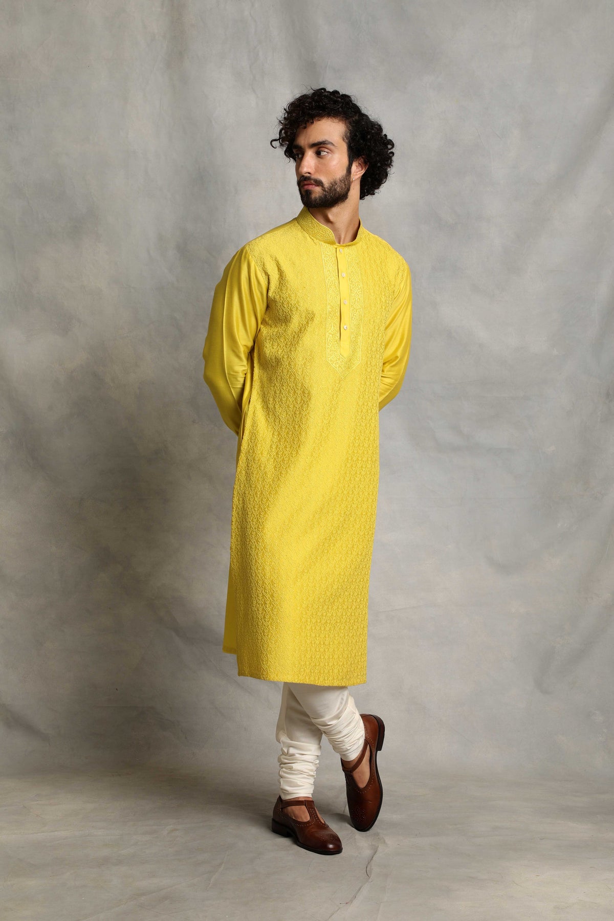 Gargee Designer's YELLOW EMBROIDERED KURTA SET Gargee