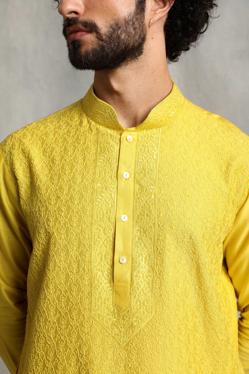 Gargee Designer's YELLOW EMBROIDERED KURTA SET Gargee