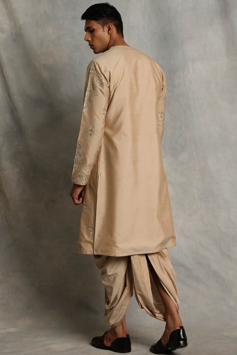 GOLD ANGRAKHA SILK KURTA SET 2
