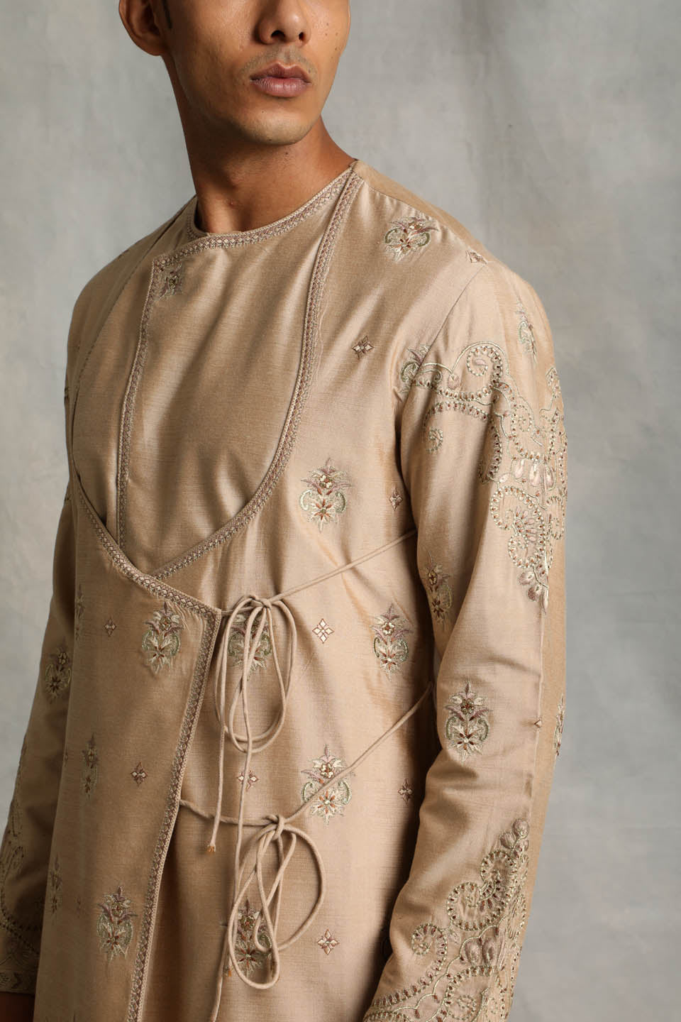 GOLD ANGRAKHA SILK KURTA SET 4