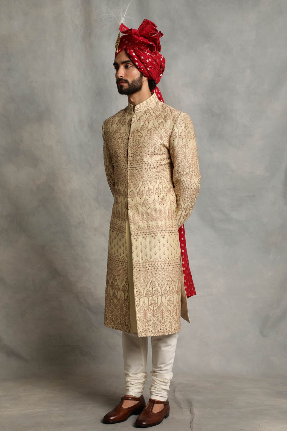 GOLD EMBROIDERED SHERWANI SET 4