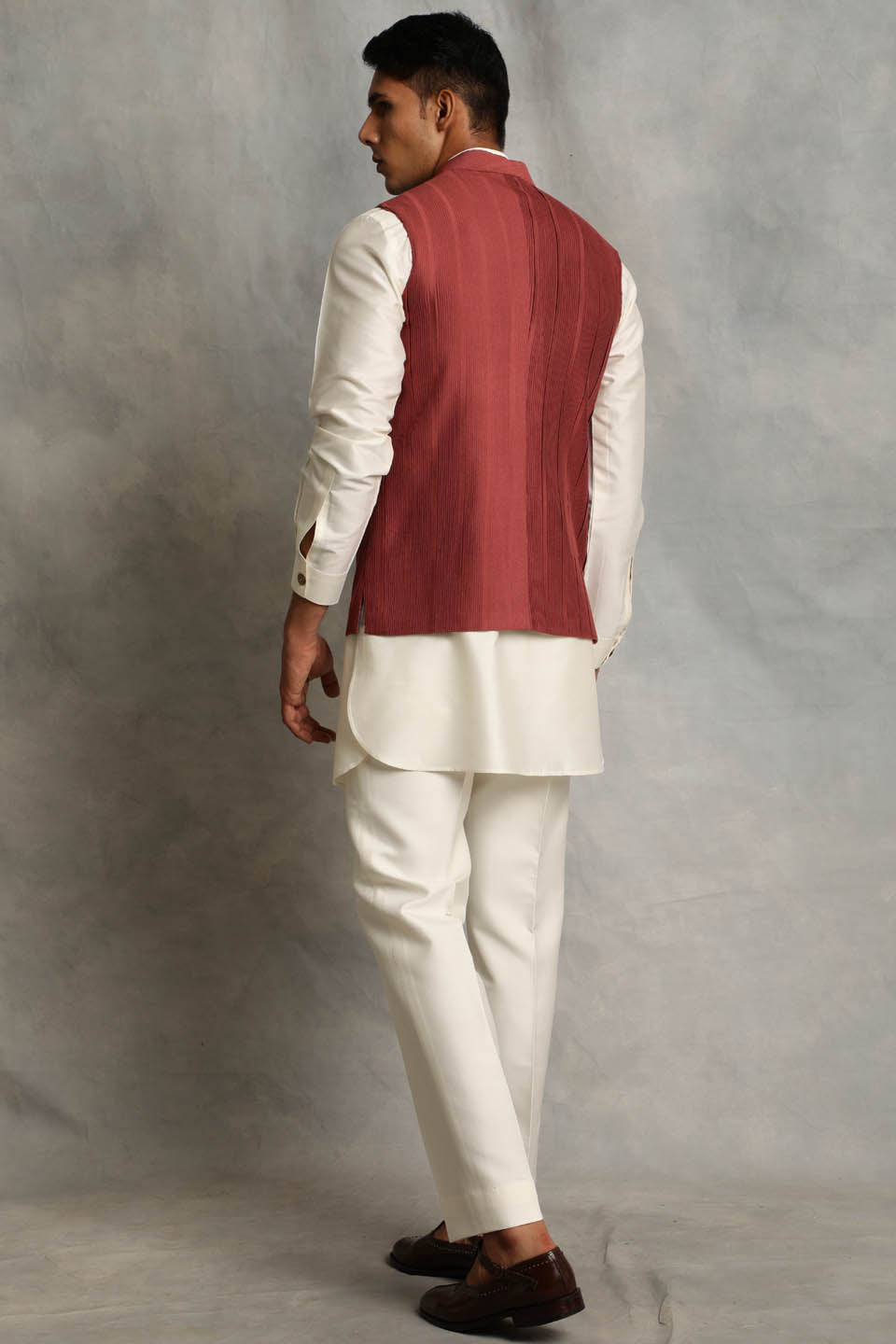 RUST PLEATED BUNDI SET 2
