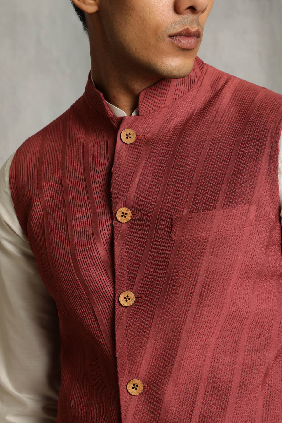 RUST PLEATED BUNDI SET 4