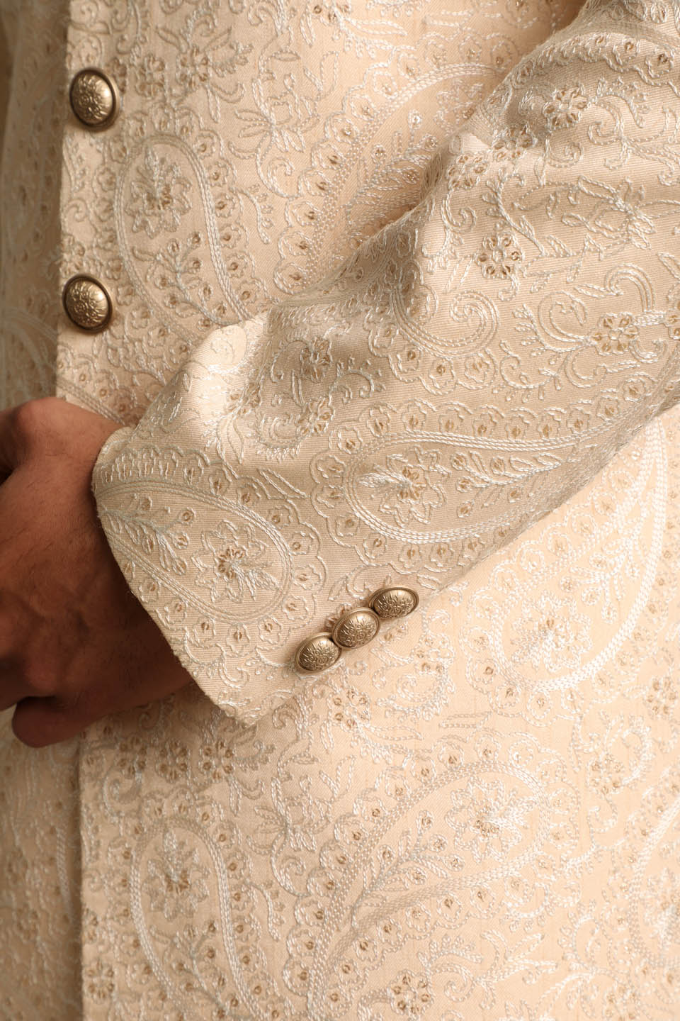 PEACH EMBROIDERED SHERWANI SET 5