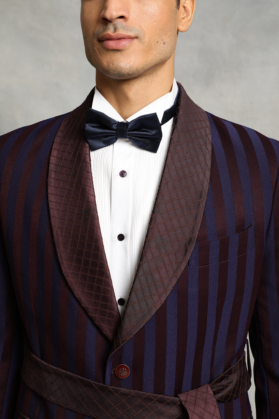 WINE STRIPED TUXEDO SET 4
