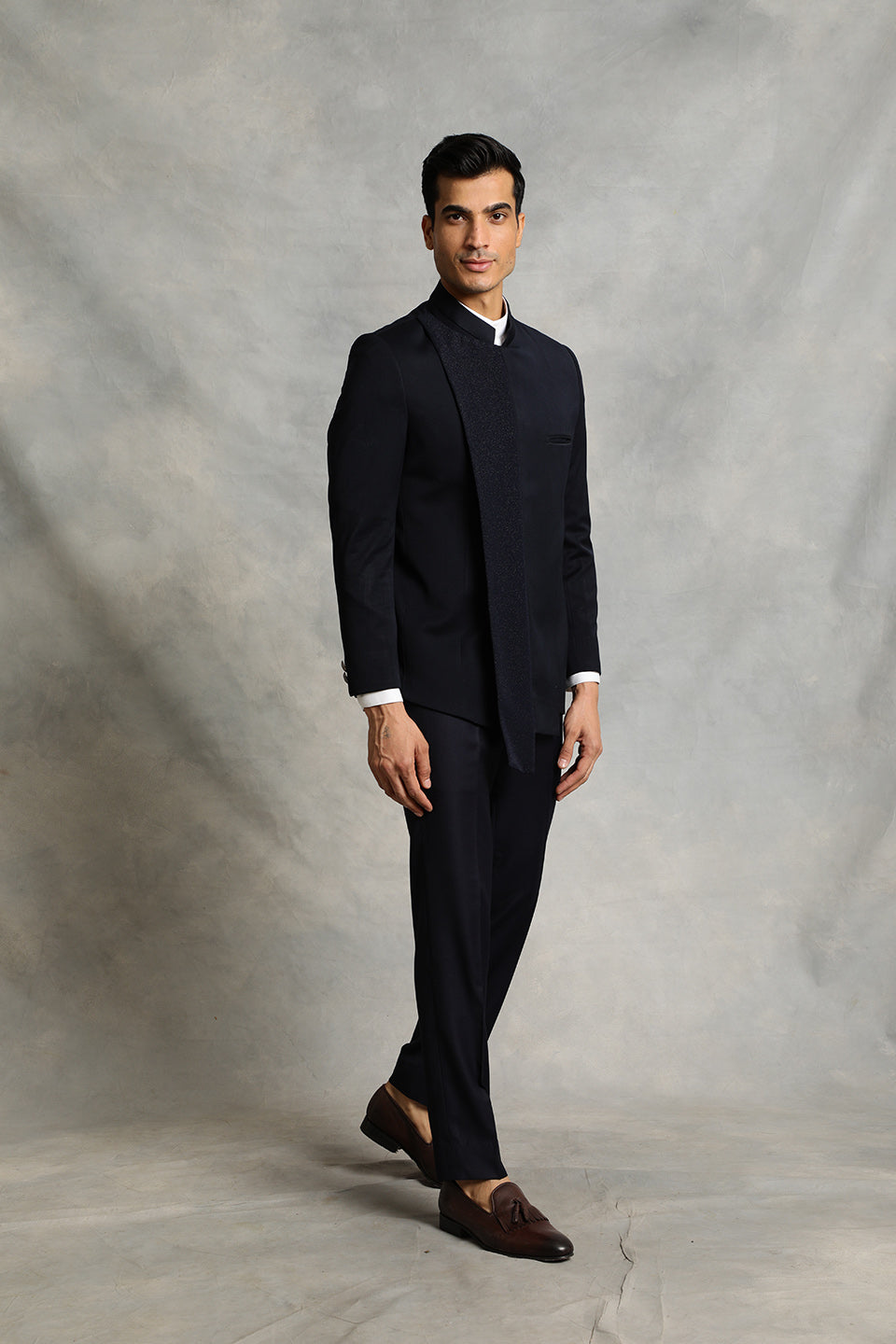NAVY PANELED BANDHGALA SET 3
