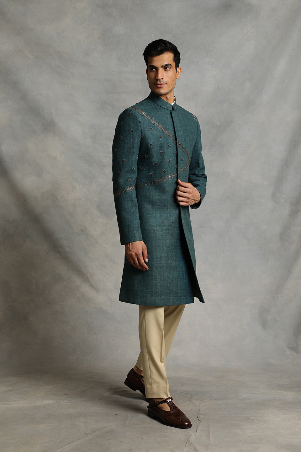 TEAL EMBROIDERED INDO SET 4