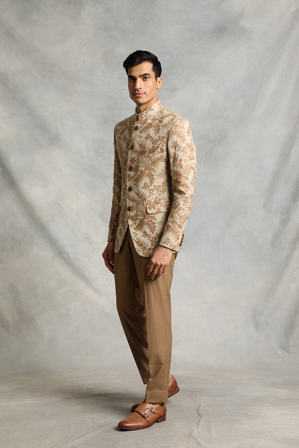 BEIGE EMBROIDERED BANDHGALA SET 3