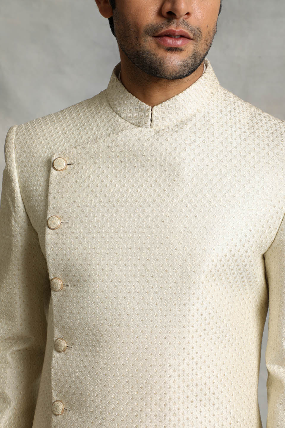 IVORY ASYMMETRIC EMBROIDERED INDO SET 4