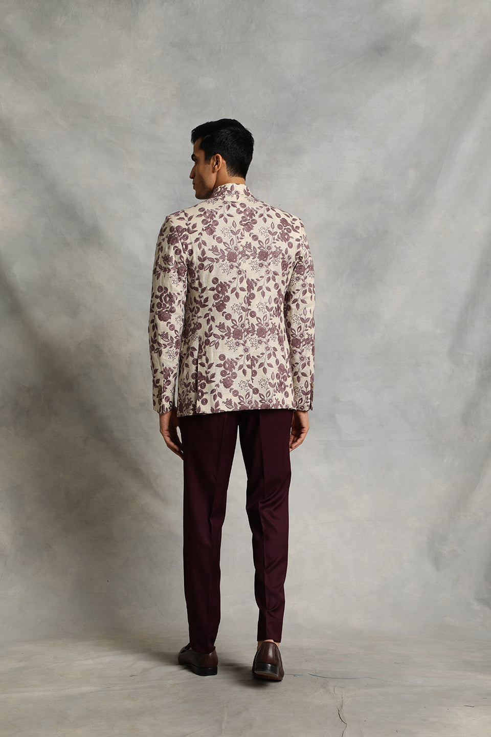 WINE EMBROIDERED BANDHGALA SET 2