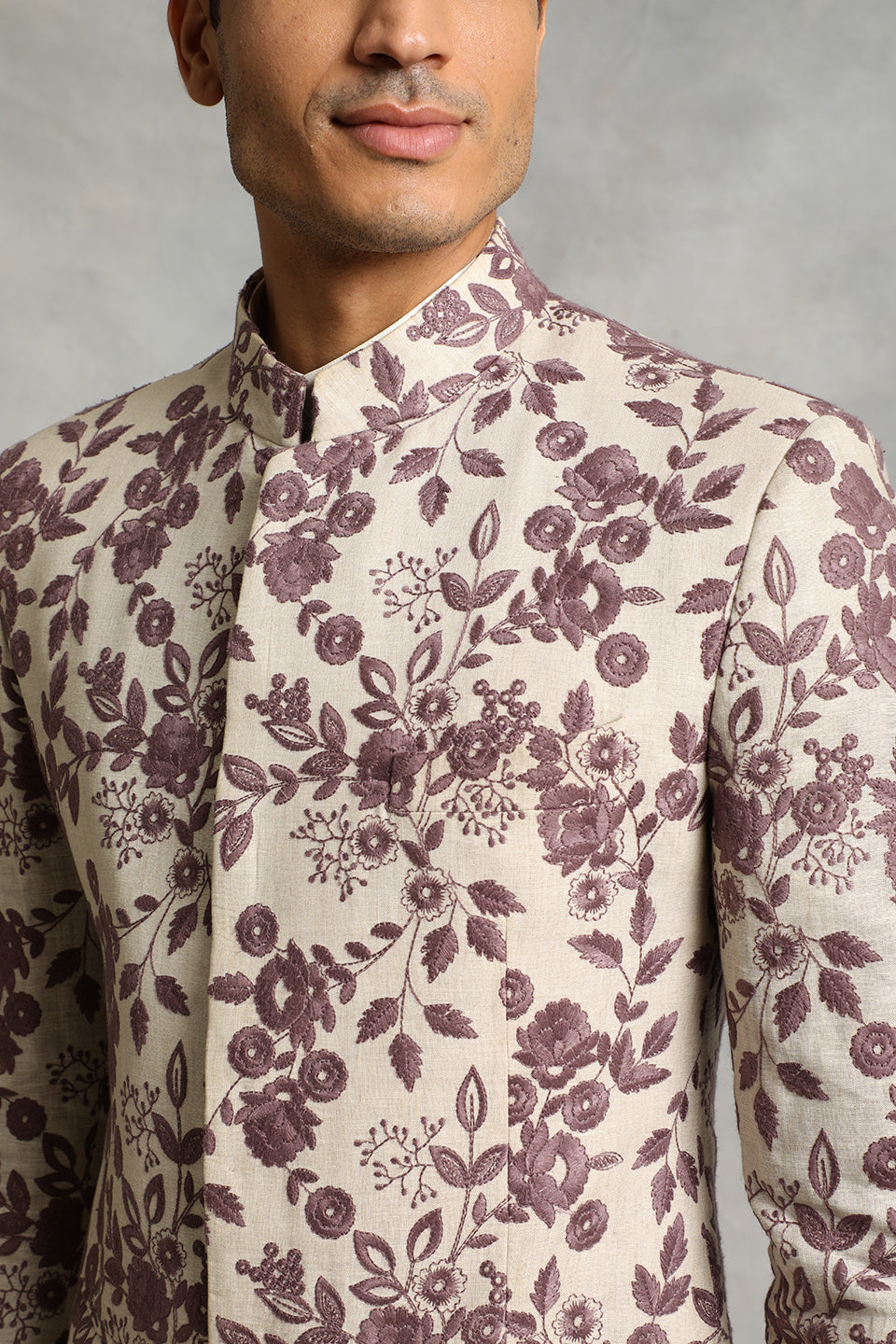 WINE EMBROIDERED BANDHGALA SET 4