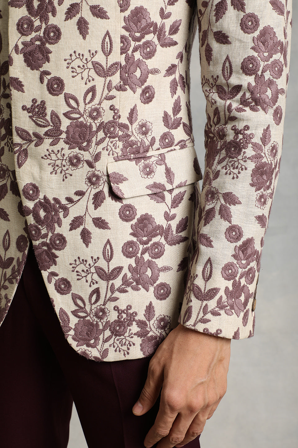WINE EMBROIDERED BANDHGALA SET 5