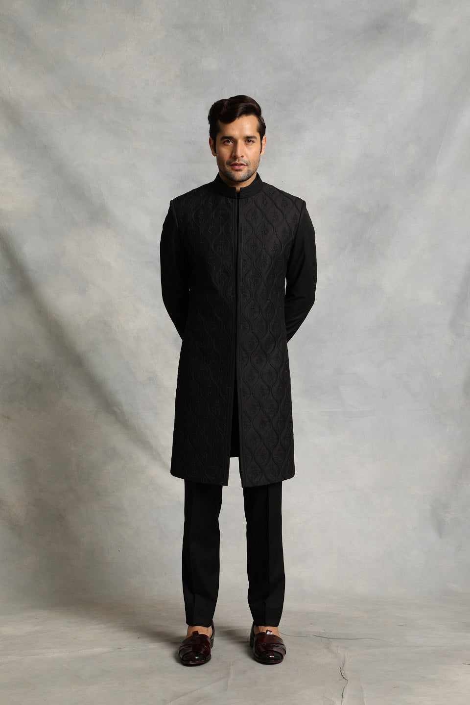 BLACK EMBROIDERED INDO SET 1
