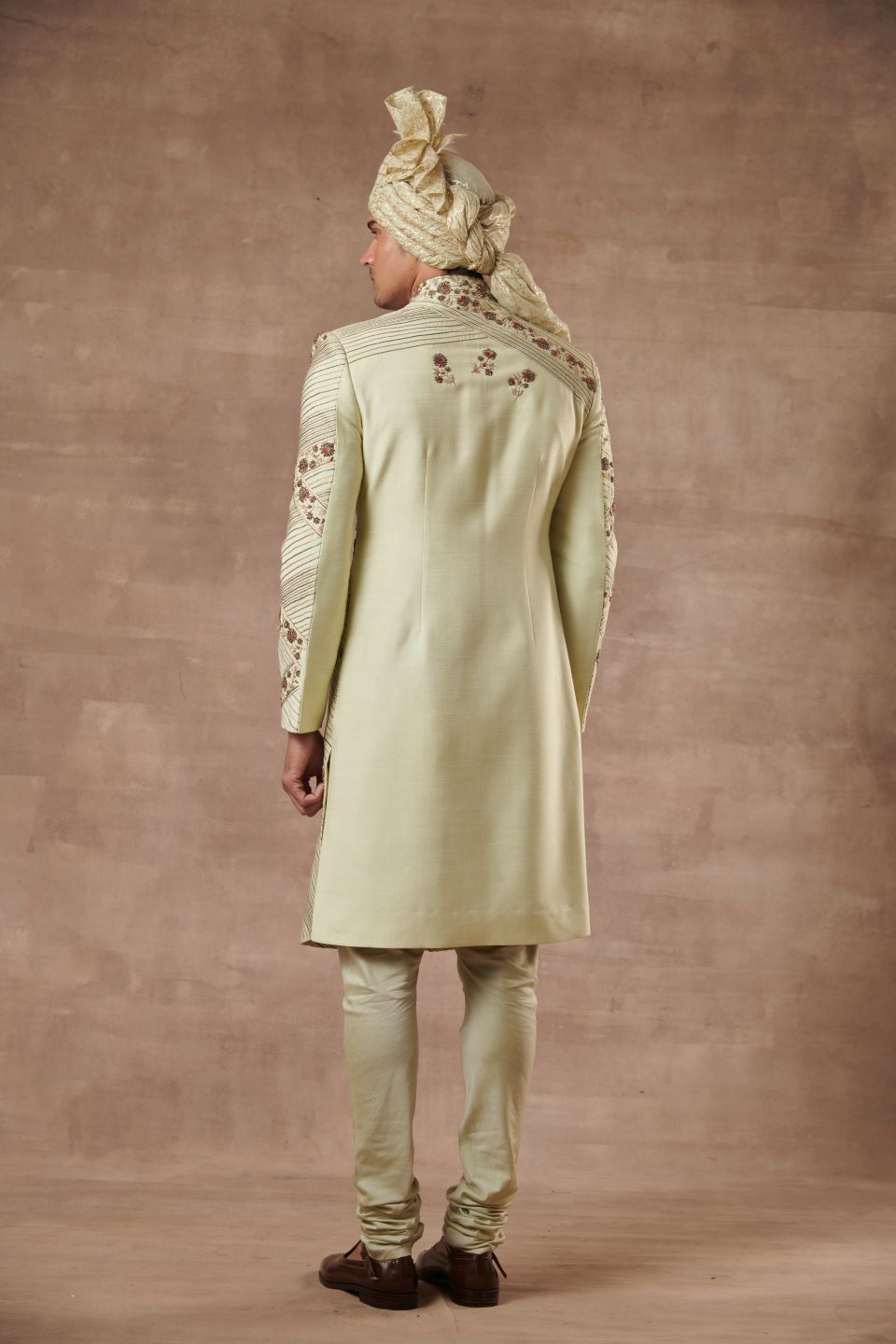 Gargee Designer's MINT SILK EMBROIDERED SHERWANI SET Gargee