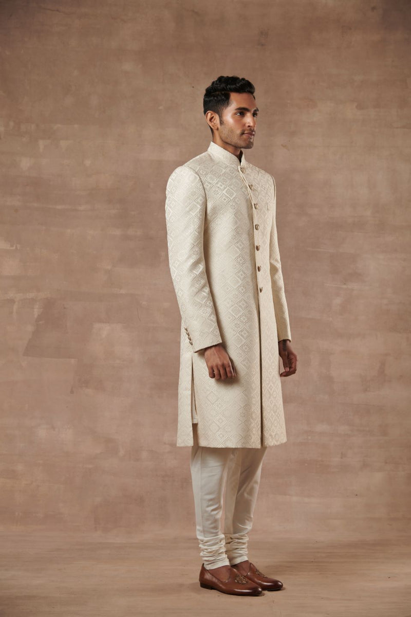 IVORY TEXTURED SHERWANI SET 2