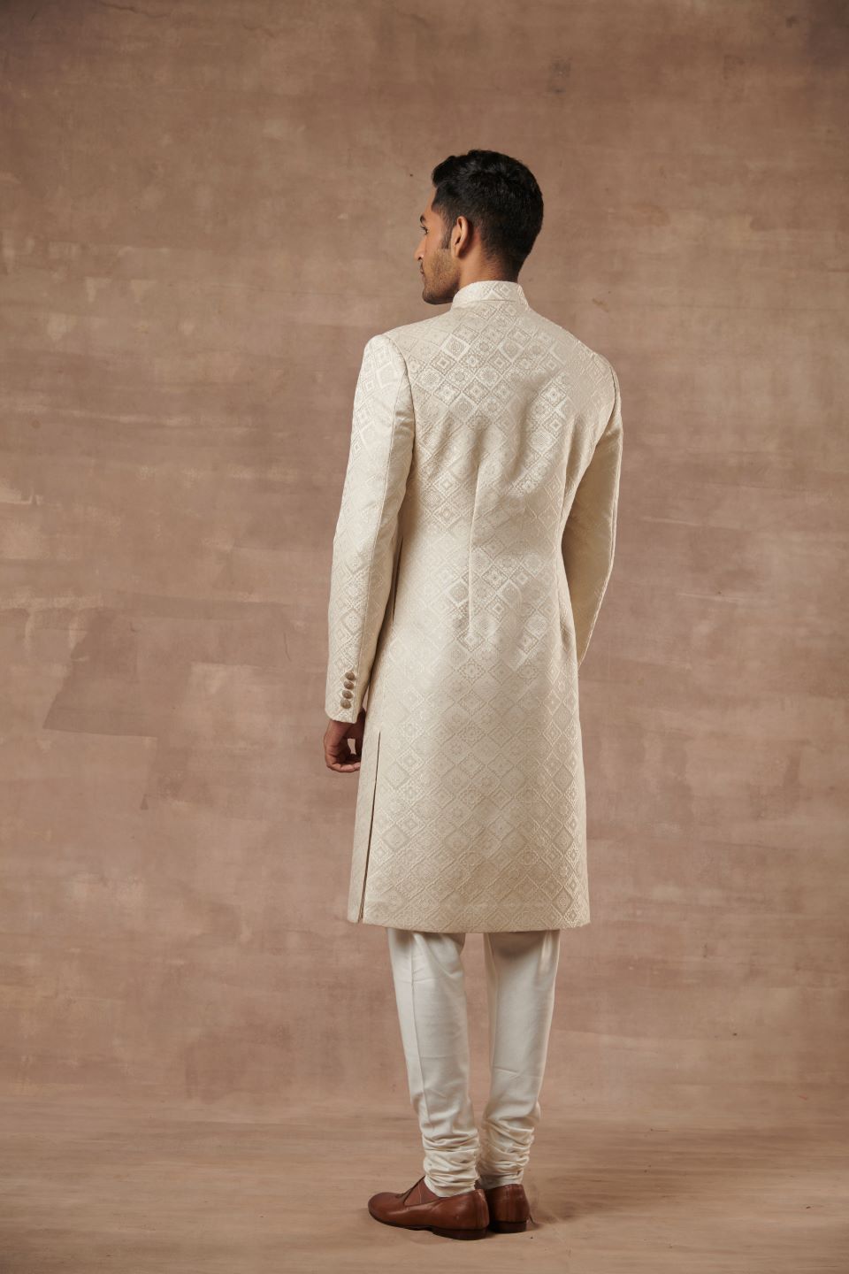 IVORY TEXTURED SHERWANI SET 5