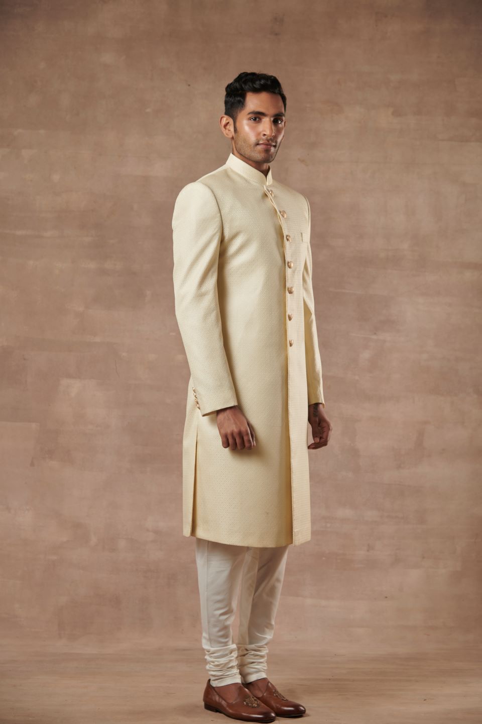 Gargee Designer's IVORY BROCADE SHERWANI SET Gargee