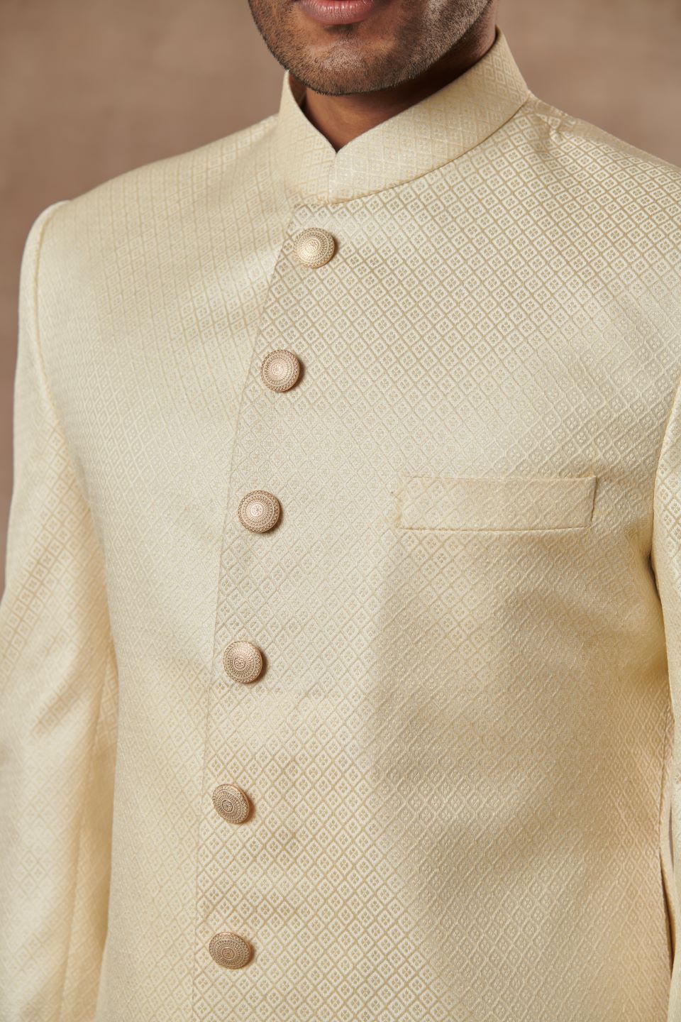 Gargee Designer's IVORY BROCADE SHERWANI SET Gargee