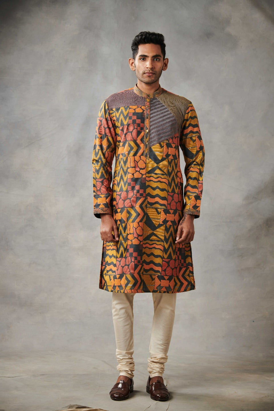 Gargee Designer's MUSTARD SILK PINTUCKED KURTA SET Gargee