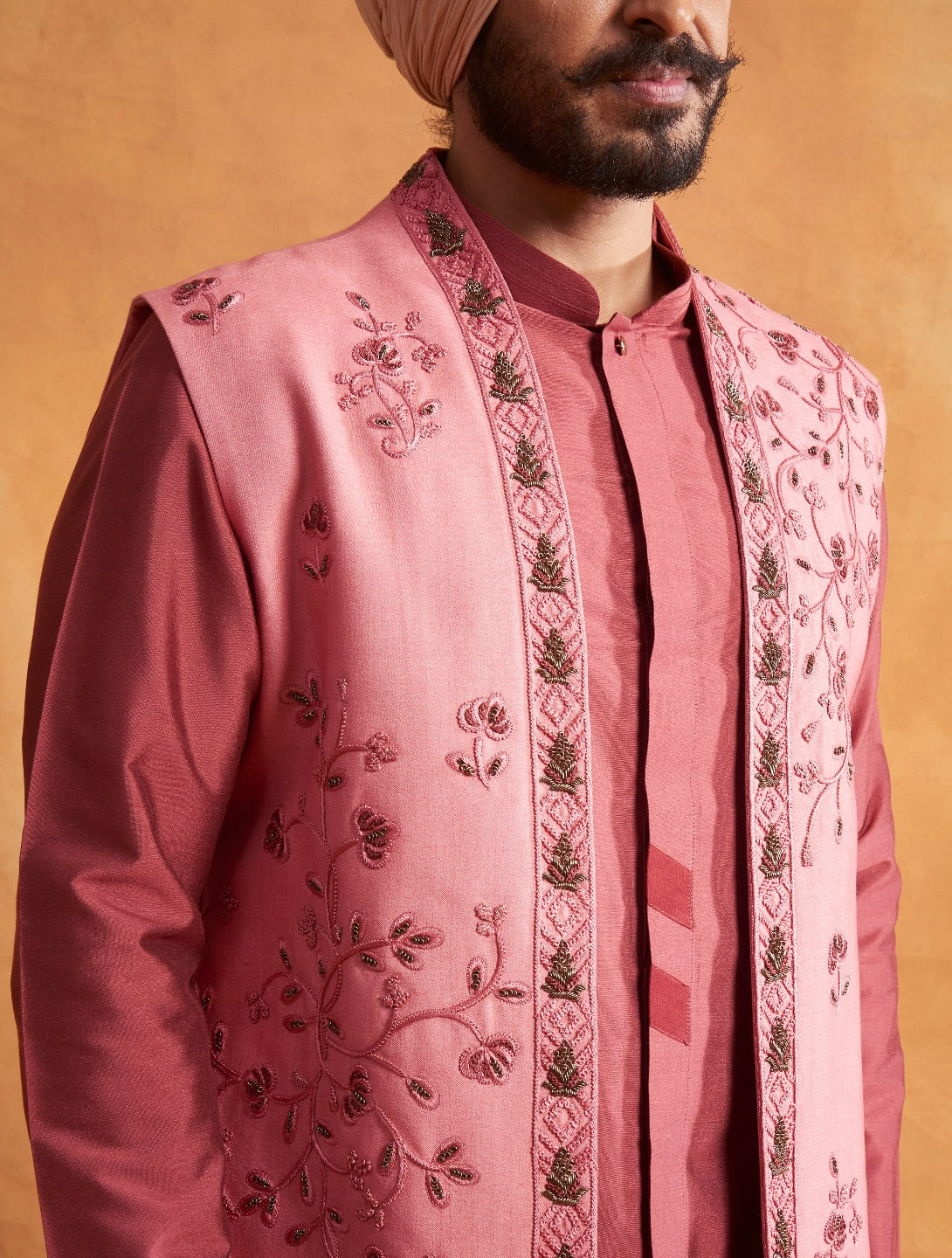 Gargee Designer's CORAL EMBROIDERED SILK SHRUG SET Gargee
