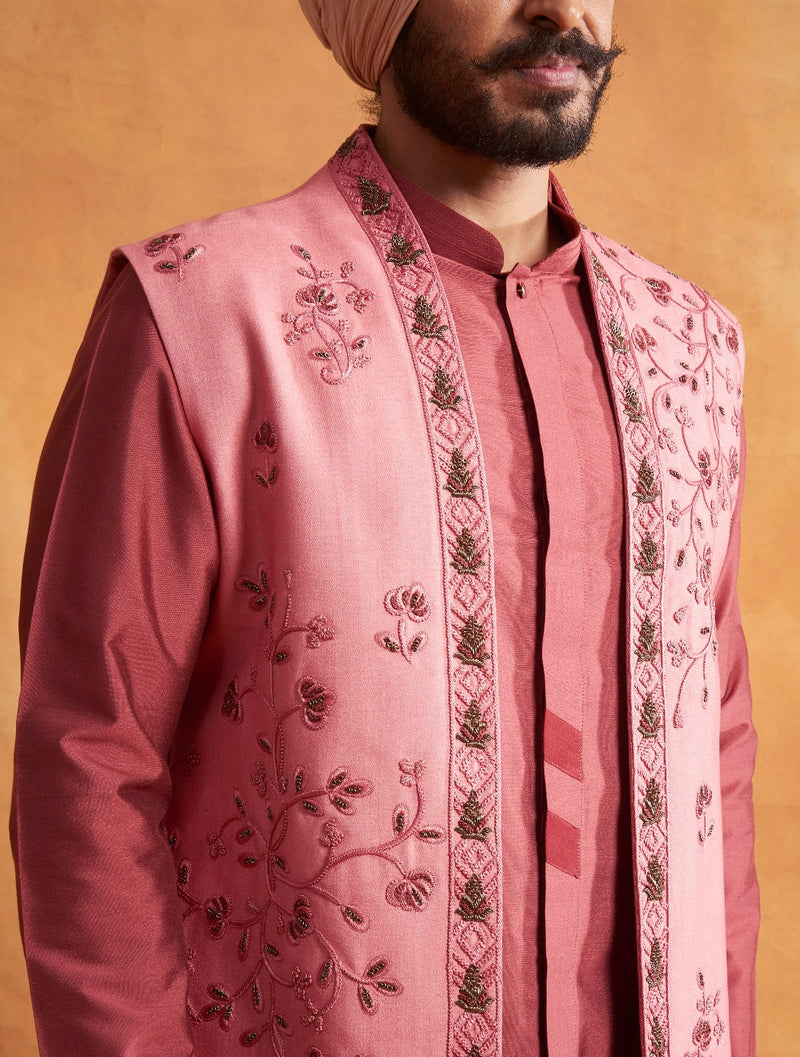 Gargee Designer's CORAL EMBROIDERED SILK SHRUG SET Gargee