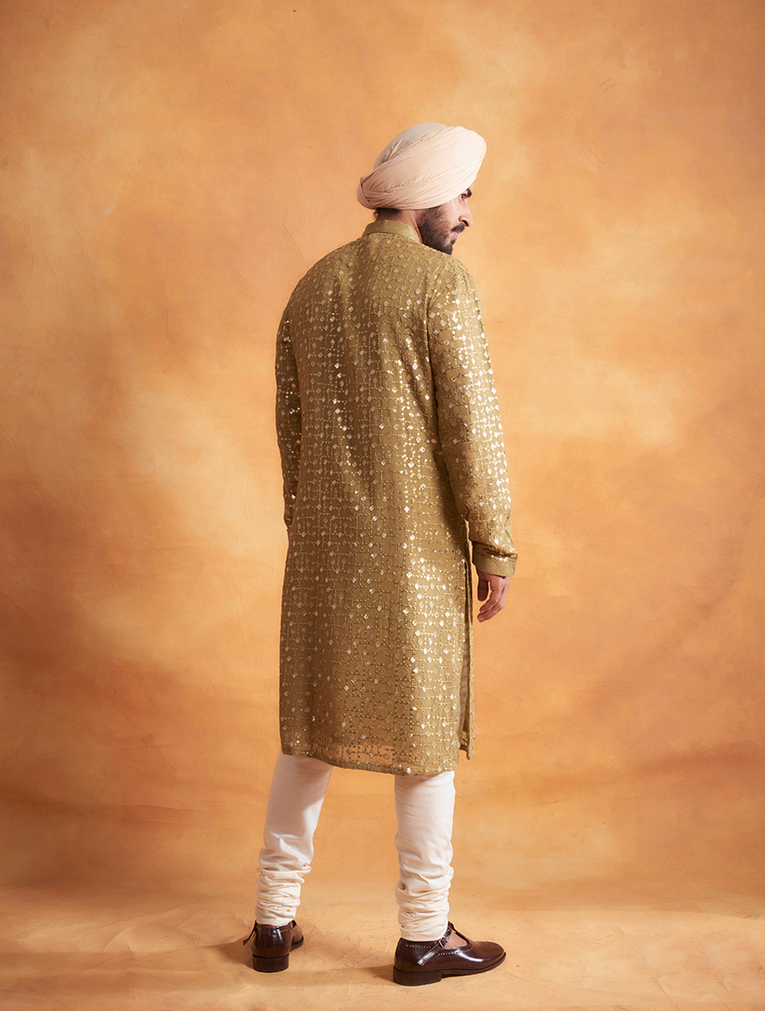 OLIVE EMBROIDERED KURTA SET 3