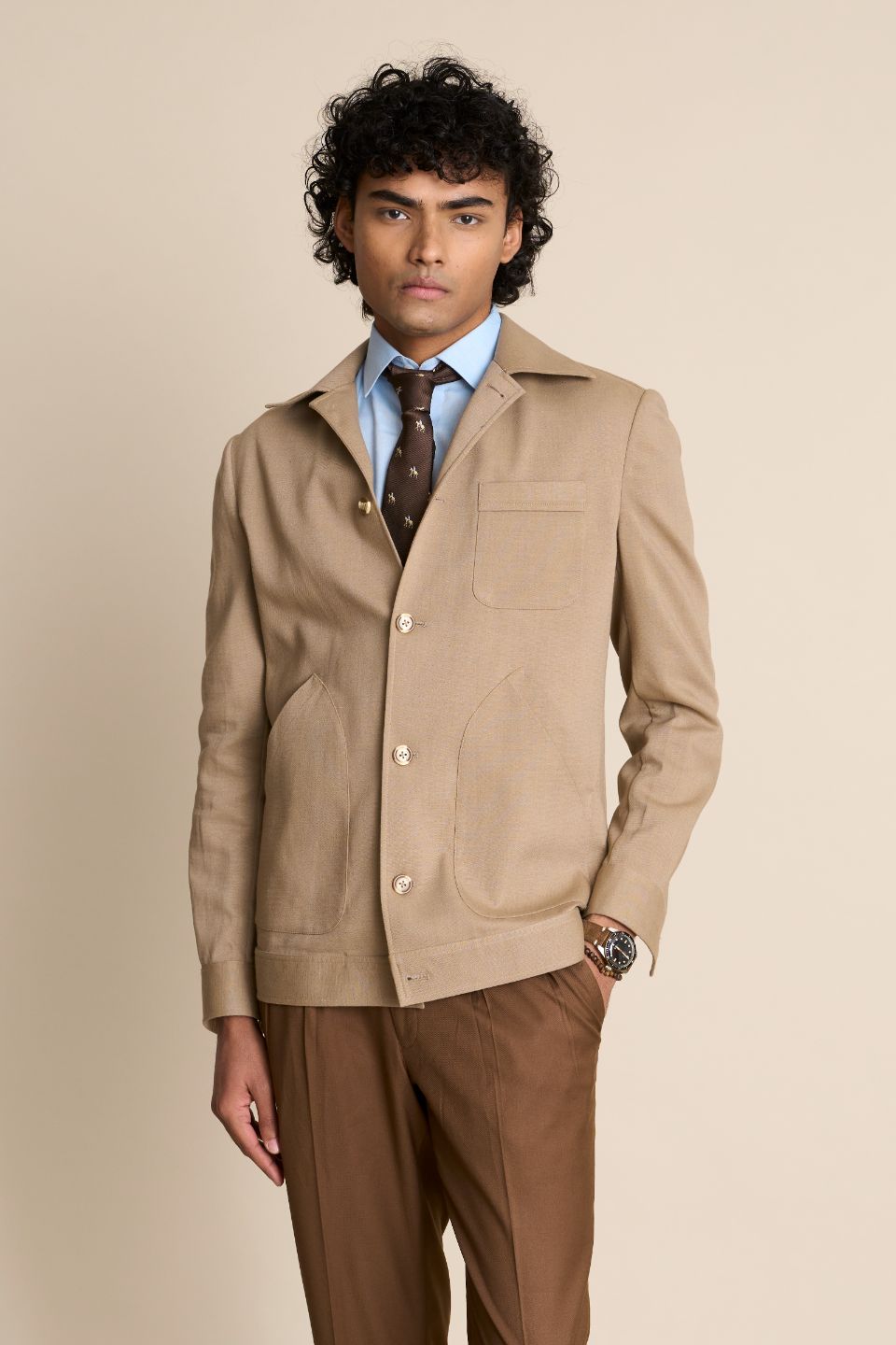 Gargee Designer's BEIGE KNIT SHACKET TOP Gargee