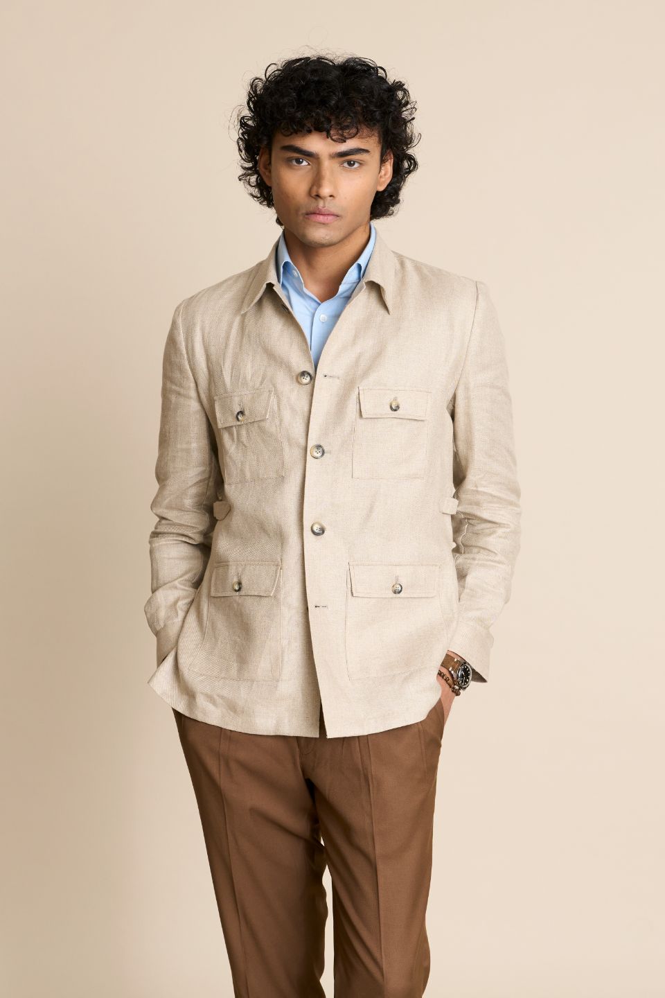 Gargee Designer's NATURAL LINEN SHACKET TOP Gargee