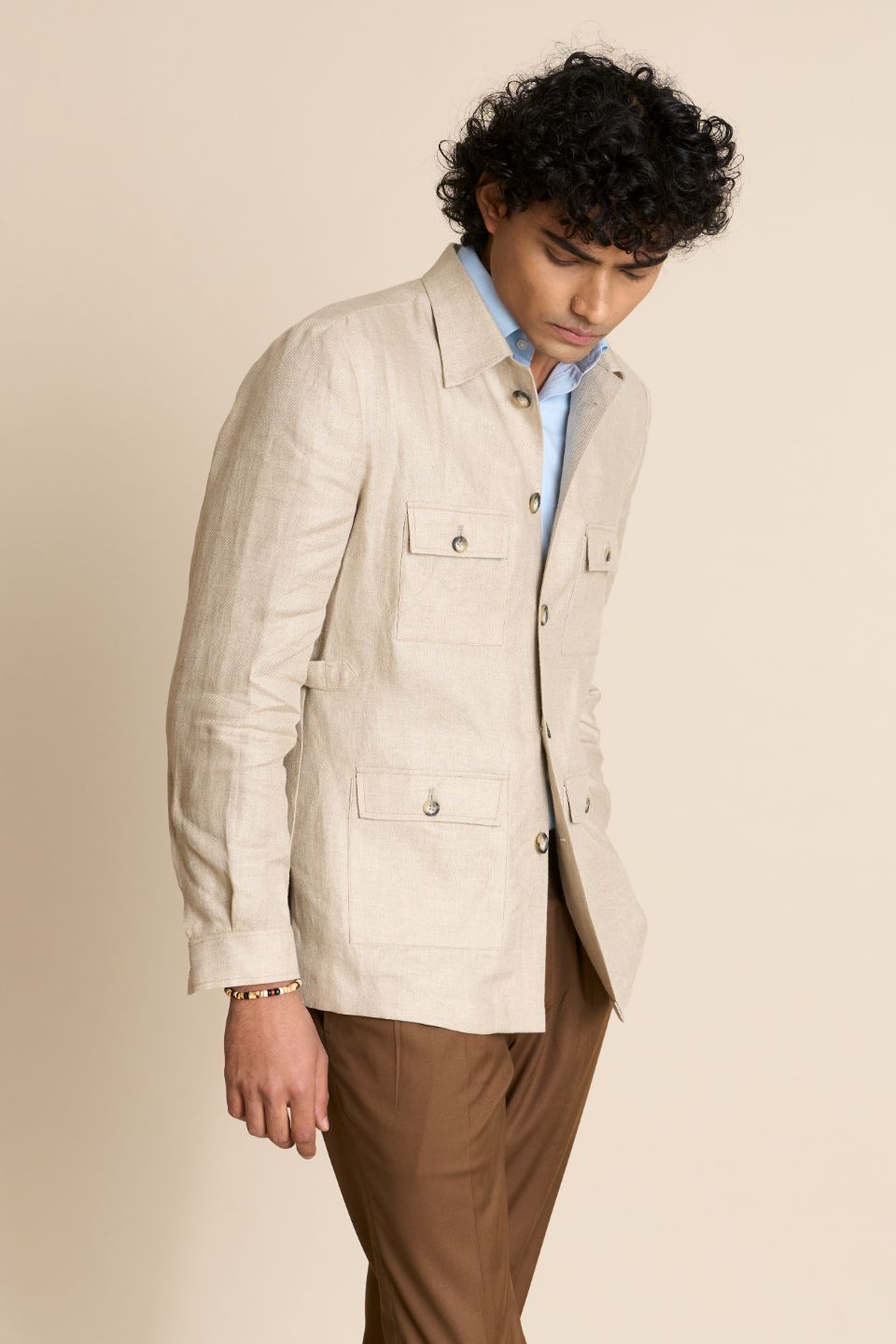 Gargee Designer's NATURAL LINEN SHACKET TOP Gargee