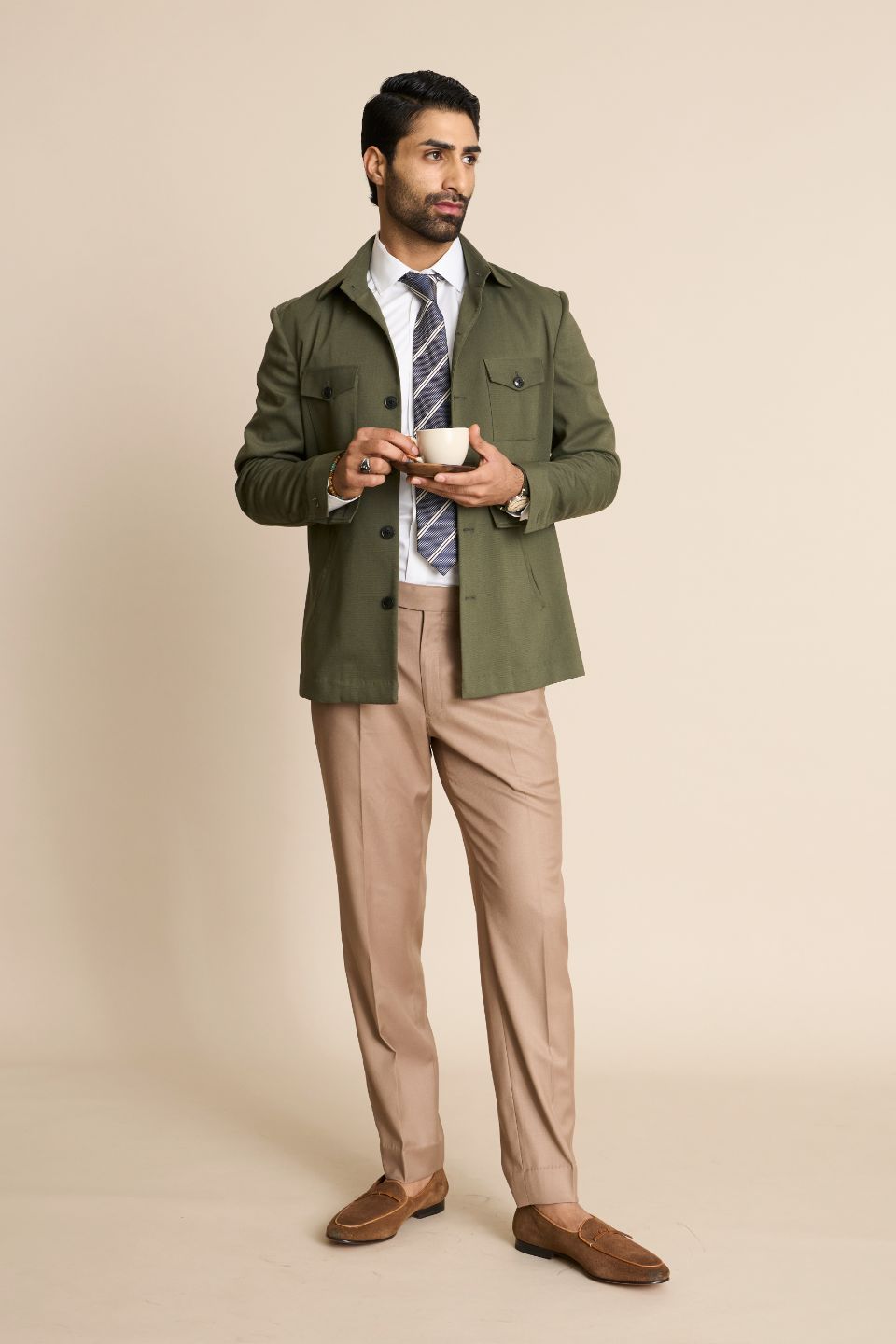 Gargee Designer's GREEN KNIT SHACKET TOP Gargee