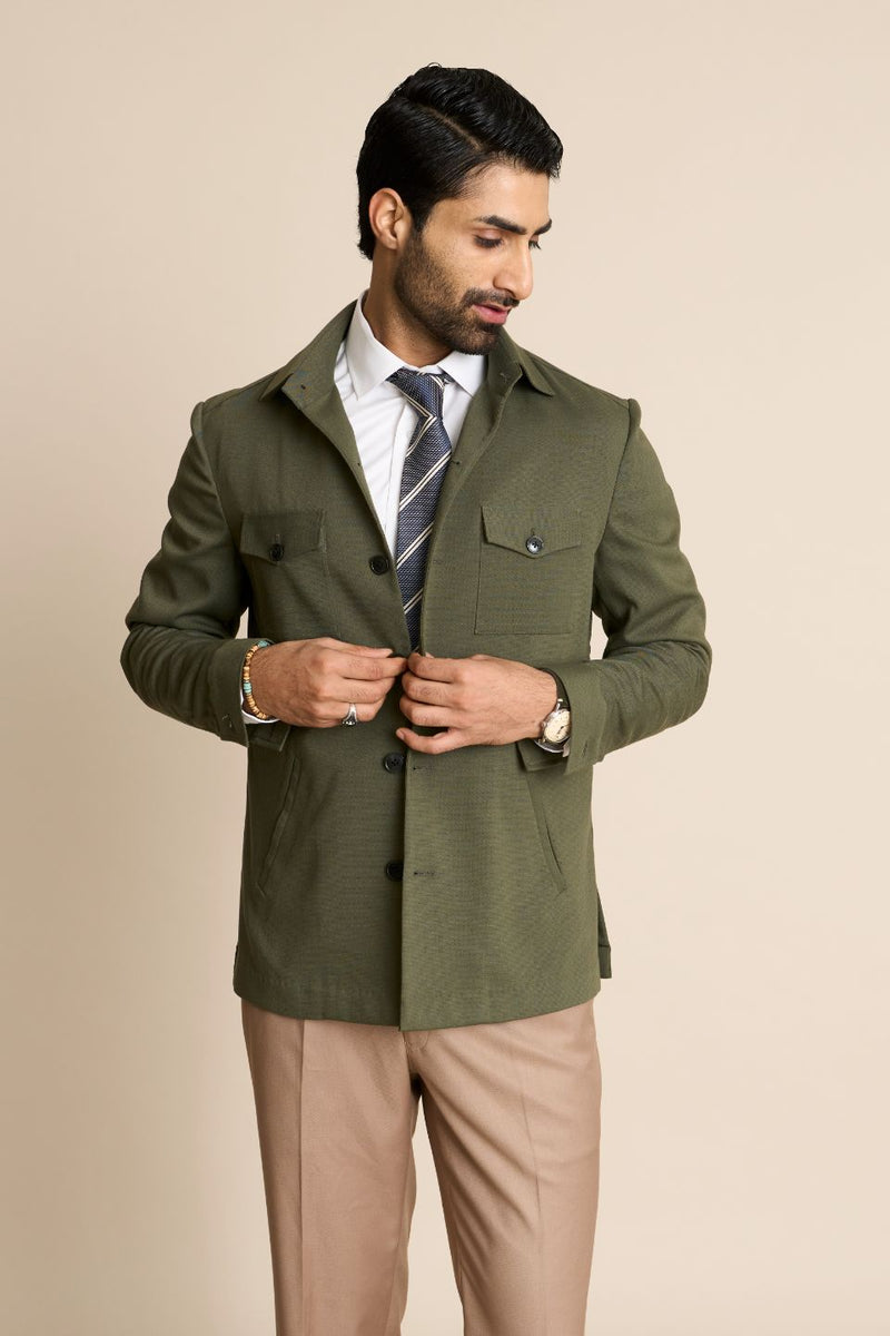 Gargee Designer's GREEN KNIT SHACKET TOP Gargee