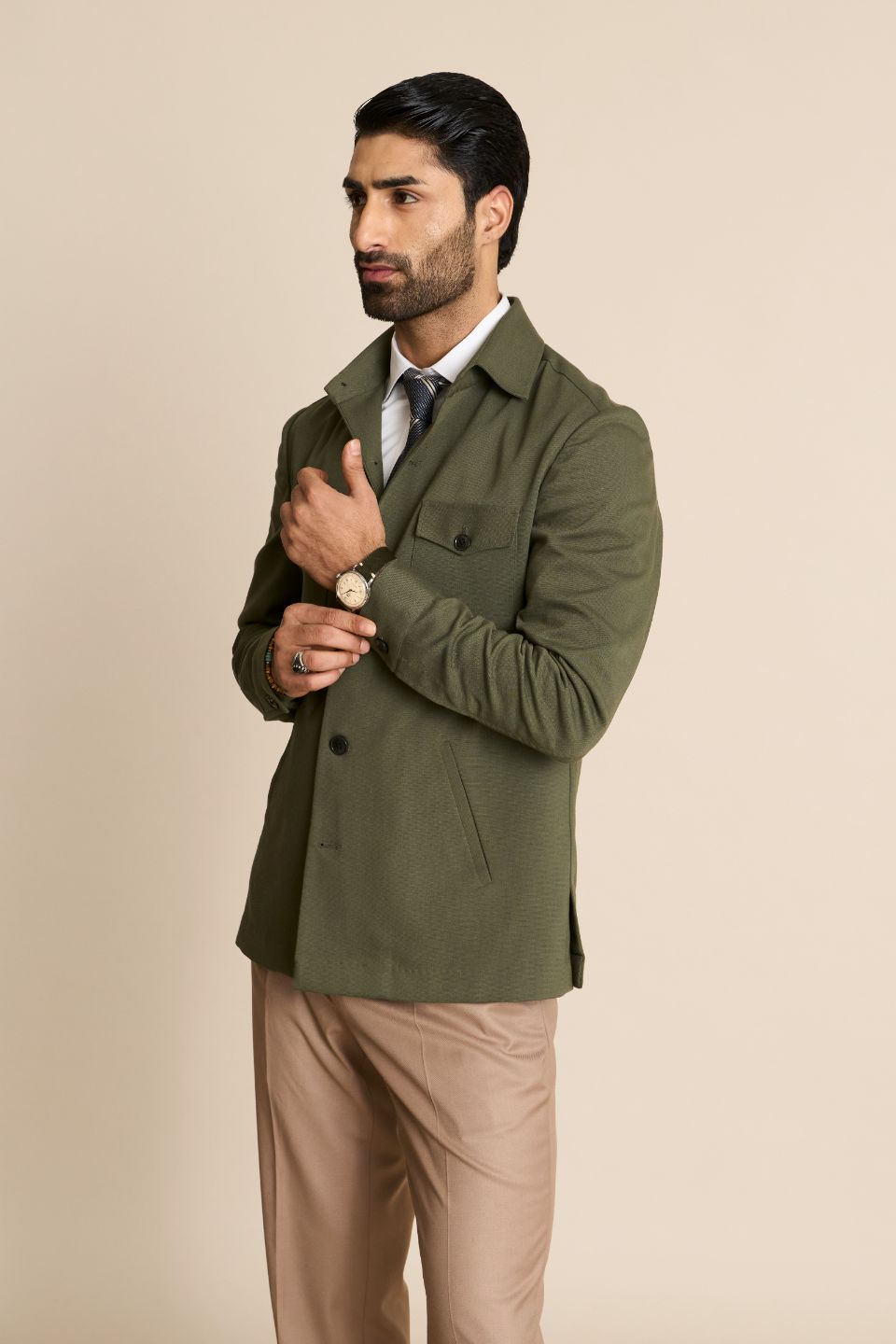 Gargee Designer's GREEN KNIT SHACKET TOP Gargee