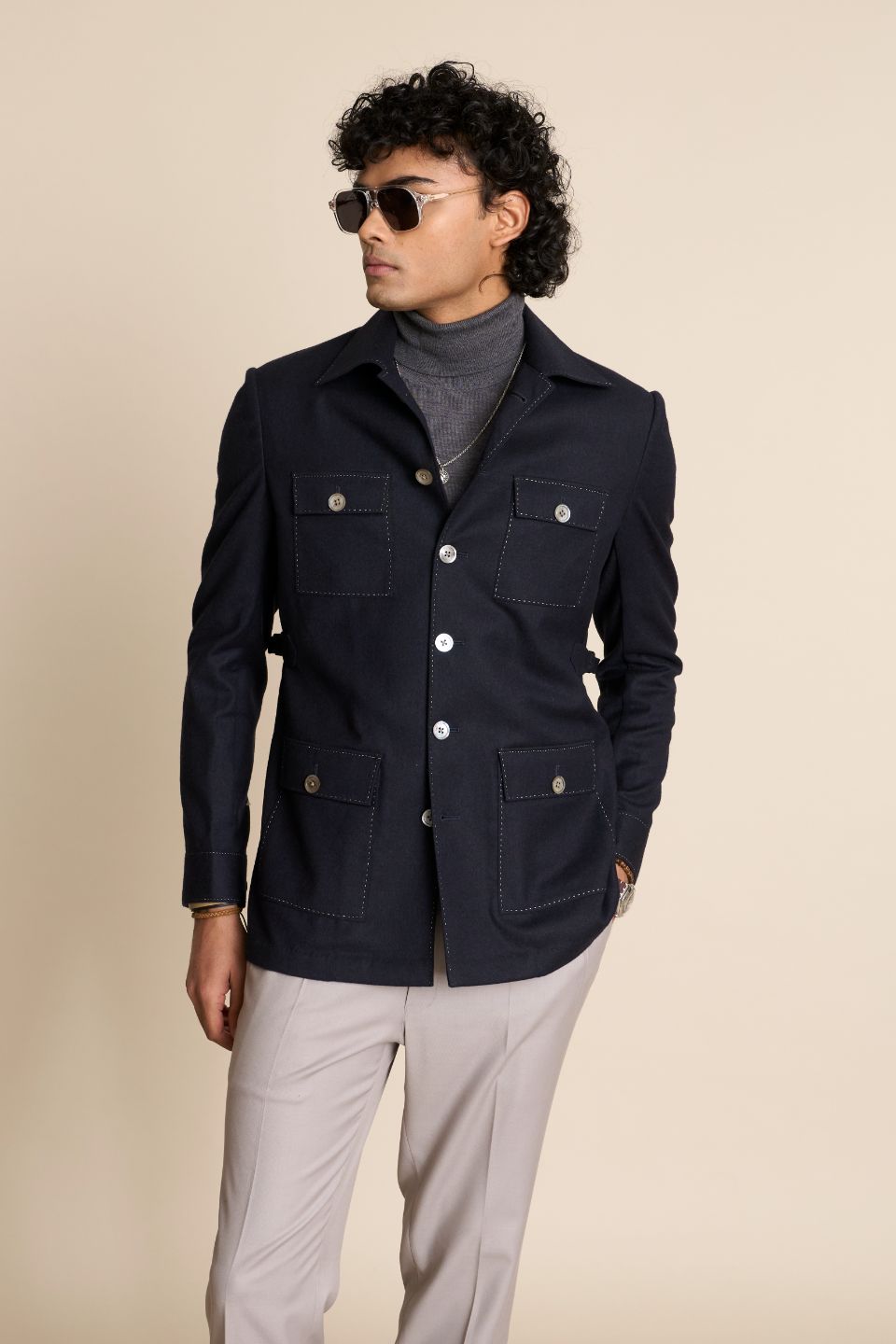 Gargee Designer's BLUE FLANNEL SHACKET TOP Gargee
