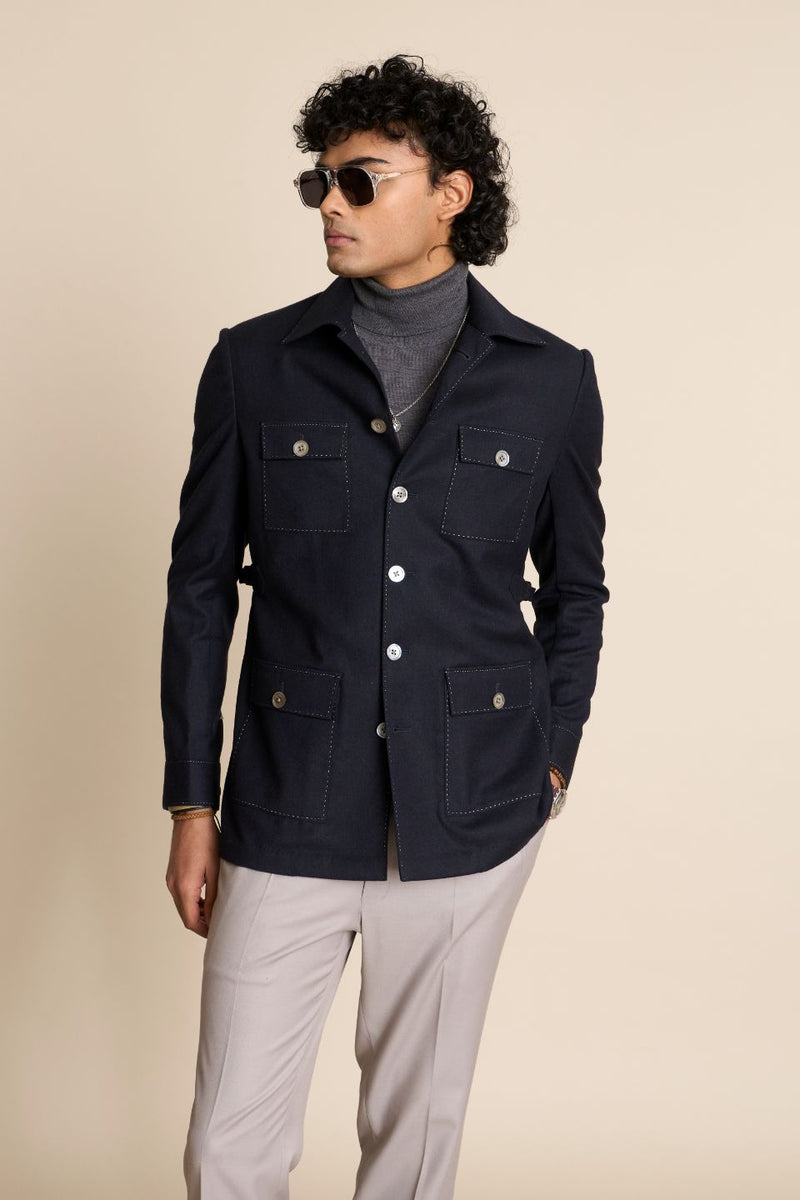 Gargee Designer's BLUE FLANNEL SHACKET TOP Gargee